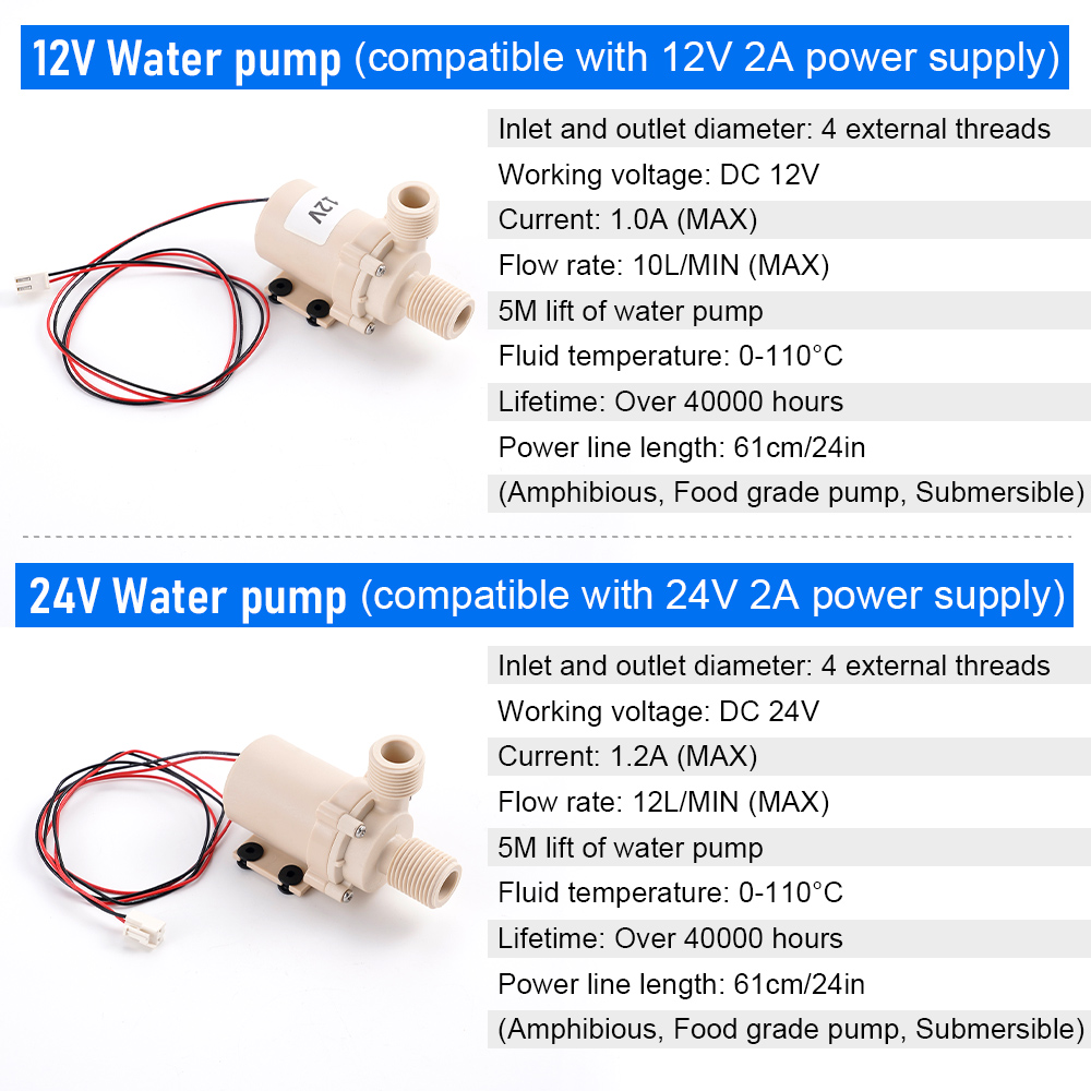 1 st solvattenpump  dc 12v/24v 5m st vattenborstlös motorcirkulationspump högtrycks-/livsmedelspump