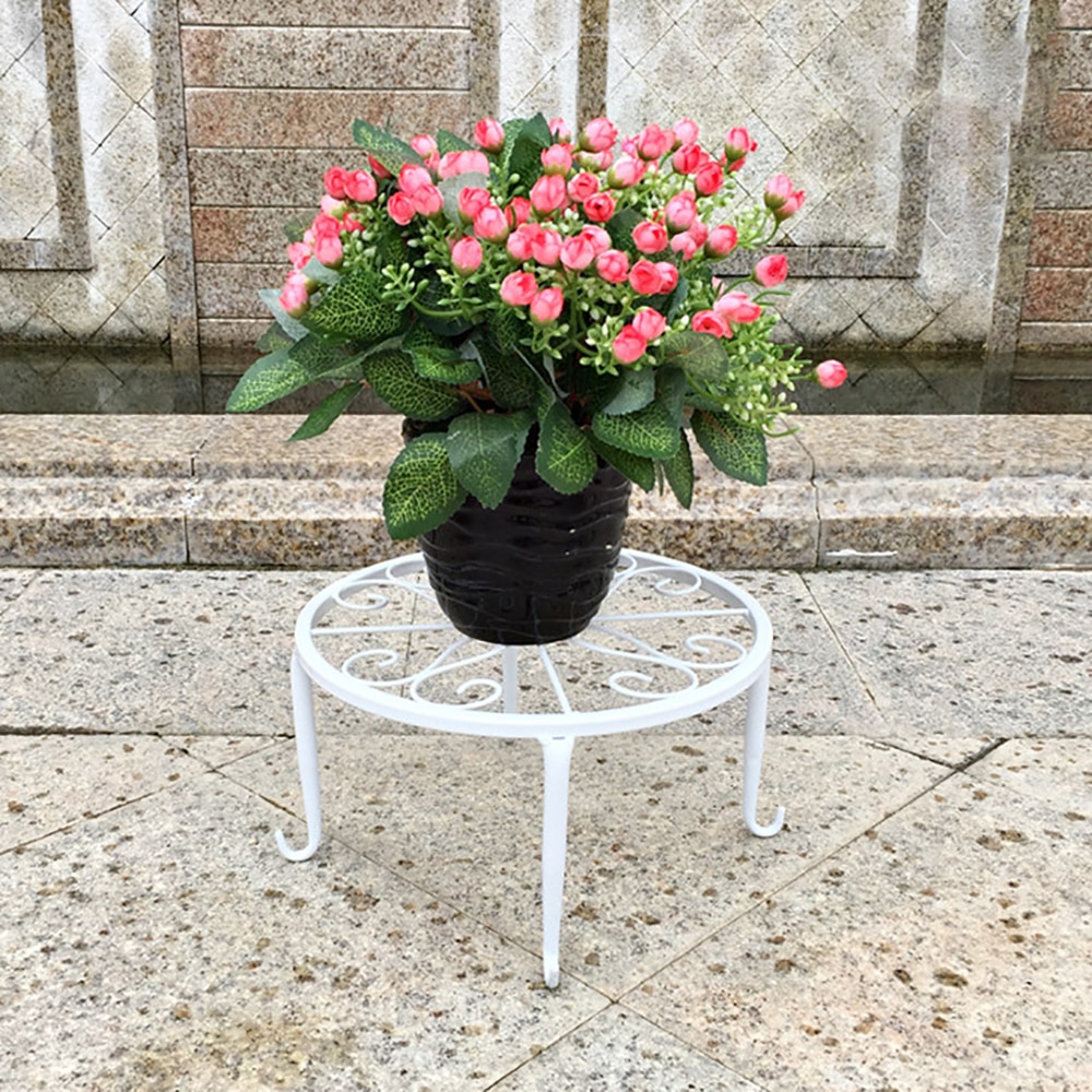 24x24x13cm Indoor Outdoor Plant Stand Metal Flowerpot Stand Round Iron Plant Pot Holder Black White Bronze Colour