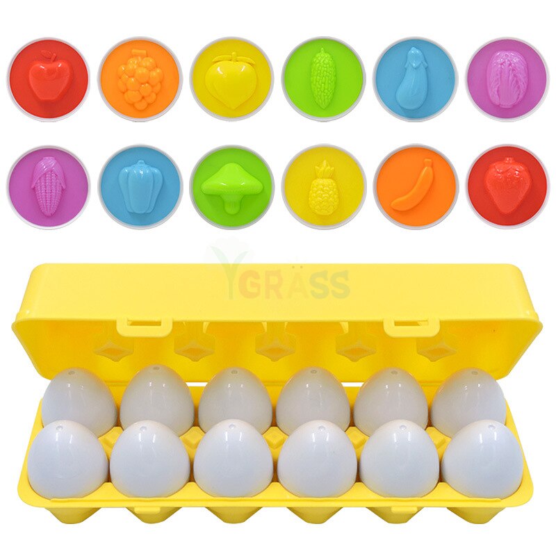 Dinosaur egg baby toy puzzle game early education matching toy learning fruit color shape sorter children toddler kids: Fruit