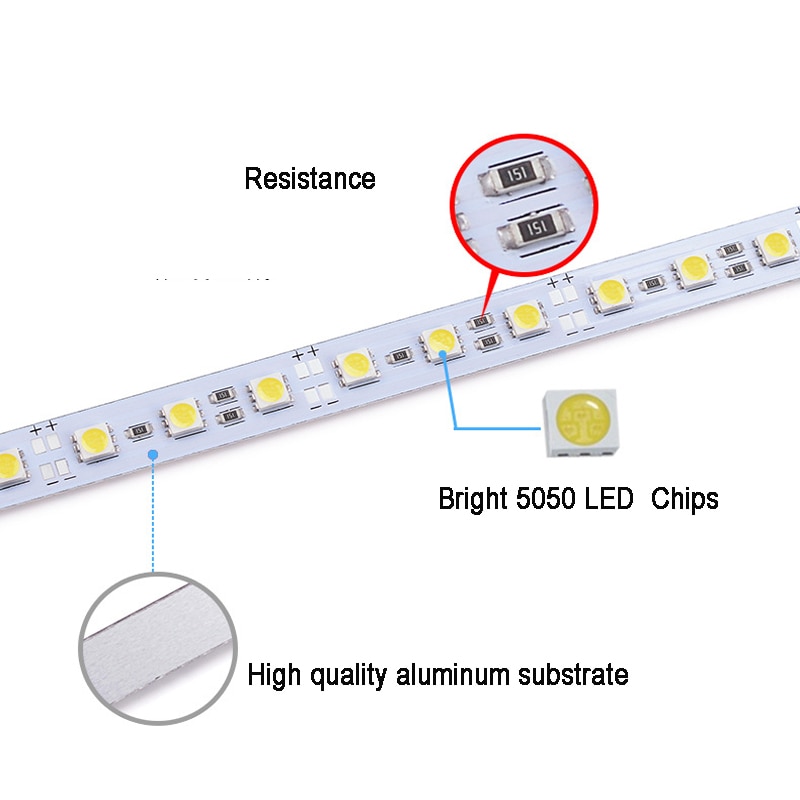 12V Led Bar Light 36Leds/50CM SMD 5050 Led Hard Rigid Pixels Strip Alluminium Alloy Coat Lightbar 10pcs/lot