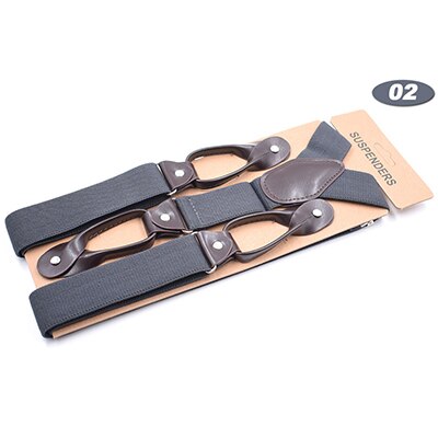Suspenders for Men Leather Trimmed Button End Elastic Tuxedo Y Back Mens Suspenders Pant Braces Black Khaki Suspensorio: Dark Grey