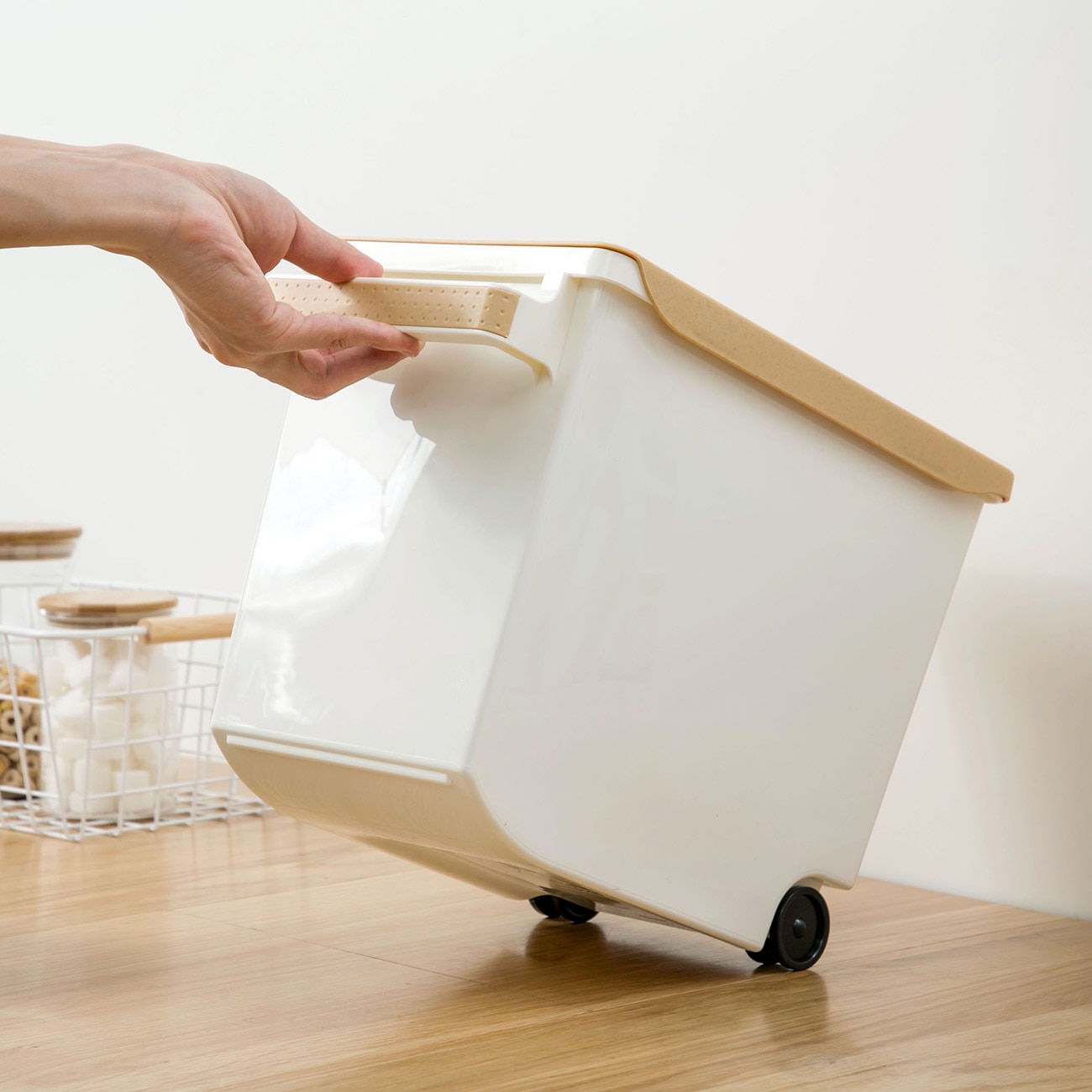 10/15KG grande boîte de rangement de riz de cuisine avec la caisse de récipient de farine de Grain de roue boîtes de récipient de riz en plastique bac scellé anti-poussière