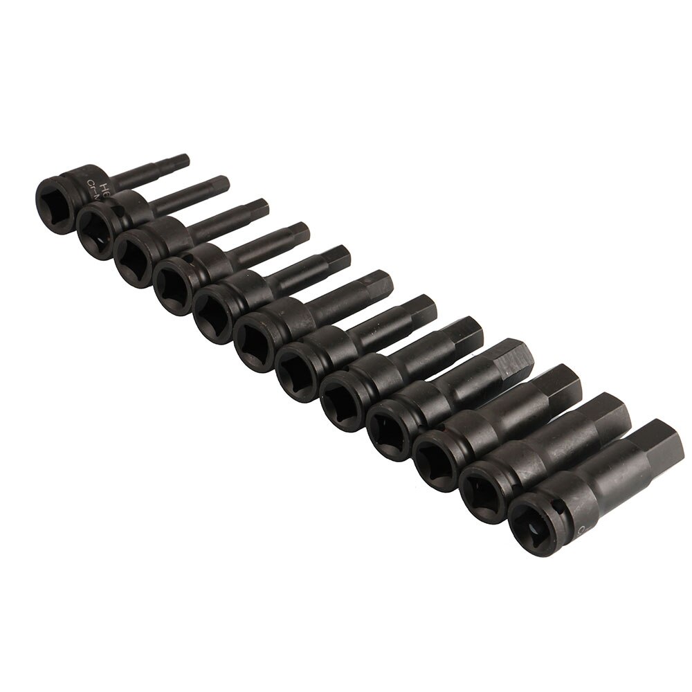 1/2 Square Drive 12Pcs H6-H19 Black Socket Set of Tools For Socket Wrench Pneumatic Wrench Spanner