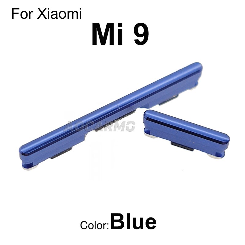 Aocarmo Voor Xiaomi 8 / 9 / 9se Mi8 Mi9 Mi9 Se Power On/Off Volume Up Down Schakelaar zijknoppen Key Vervanging Deel: For Mi 9 - Blue