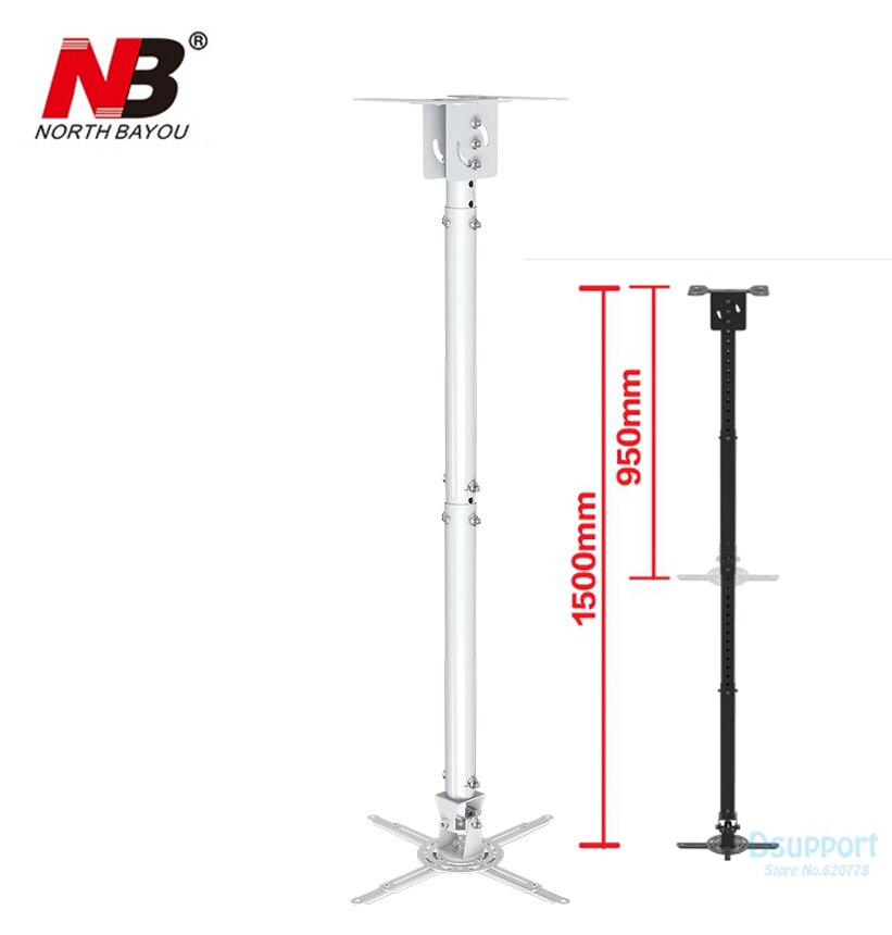 NBT718-4 Retractable Projector Hanger Ceiling Projector Rack Full Motion Projector Mount 950~1500mm Black White: White Color
