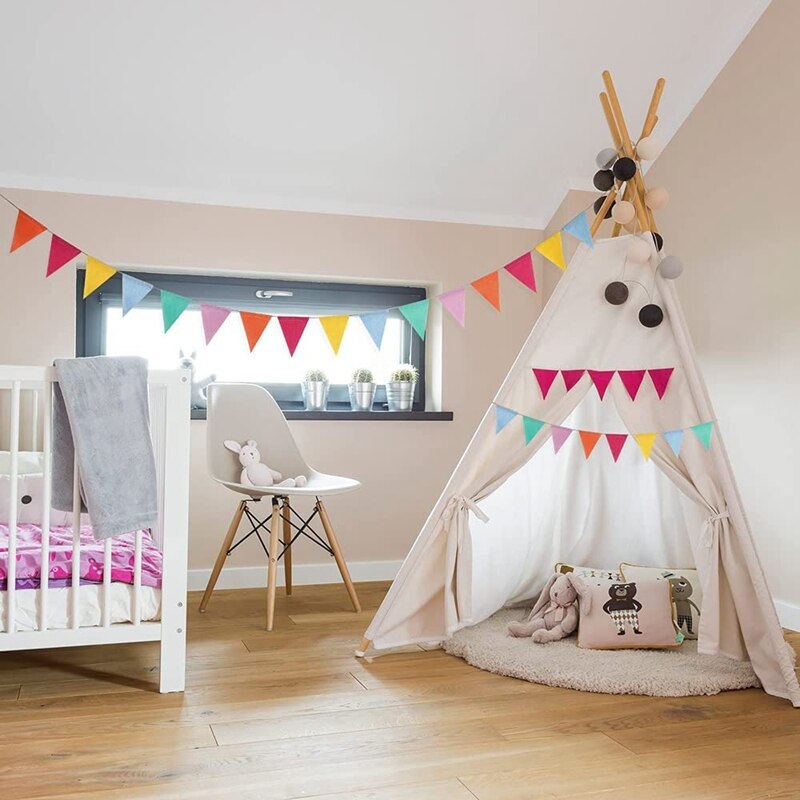 Drapeaux en lin et Jute colorés de 4M, banderoles de noël, d'anniversaire, de mariage, à suspendre, guirlande de fête pour la décoration de la maison