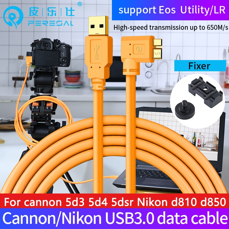PERESAL-cable USB 3,0 a micro-b para cámara Canon EOS 5D4 5DSR, NIKON D810, D850, D5, cámara digital, cable de datos para ordenador portátil