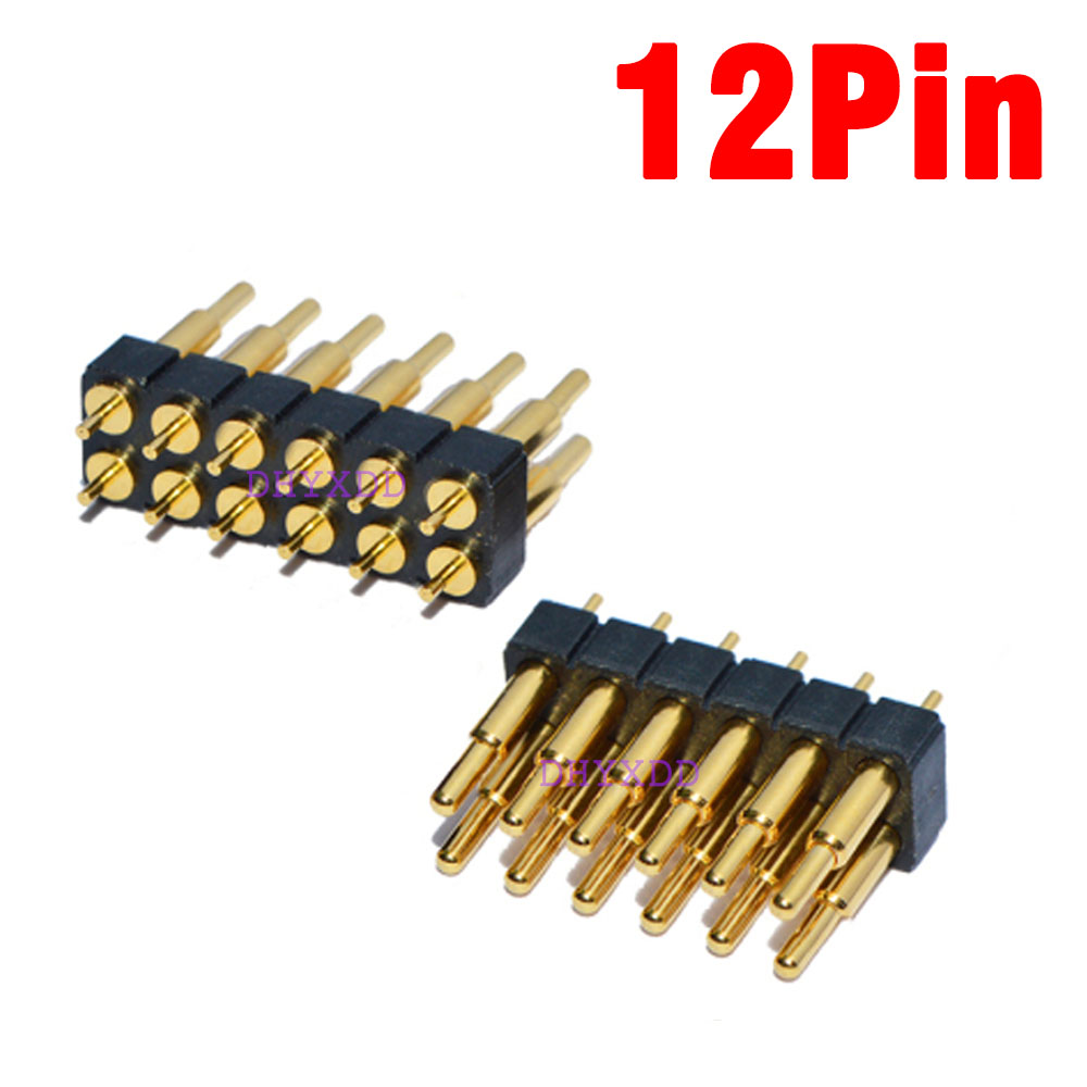 1pcs Male Spring Loaded Pogo Pin Connector 4 6 8 10 12 14 16 20 Pin Dual Row Surface Mount SMT DIP Height 7.0mm Pitch 2.54 mm: green