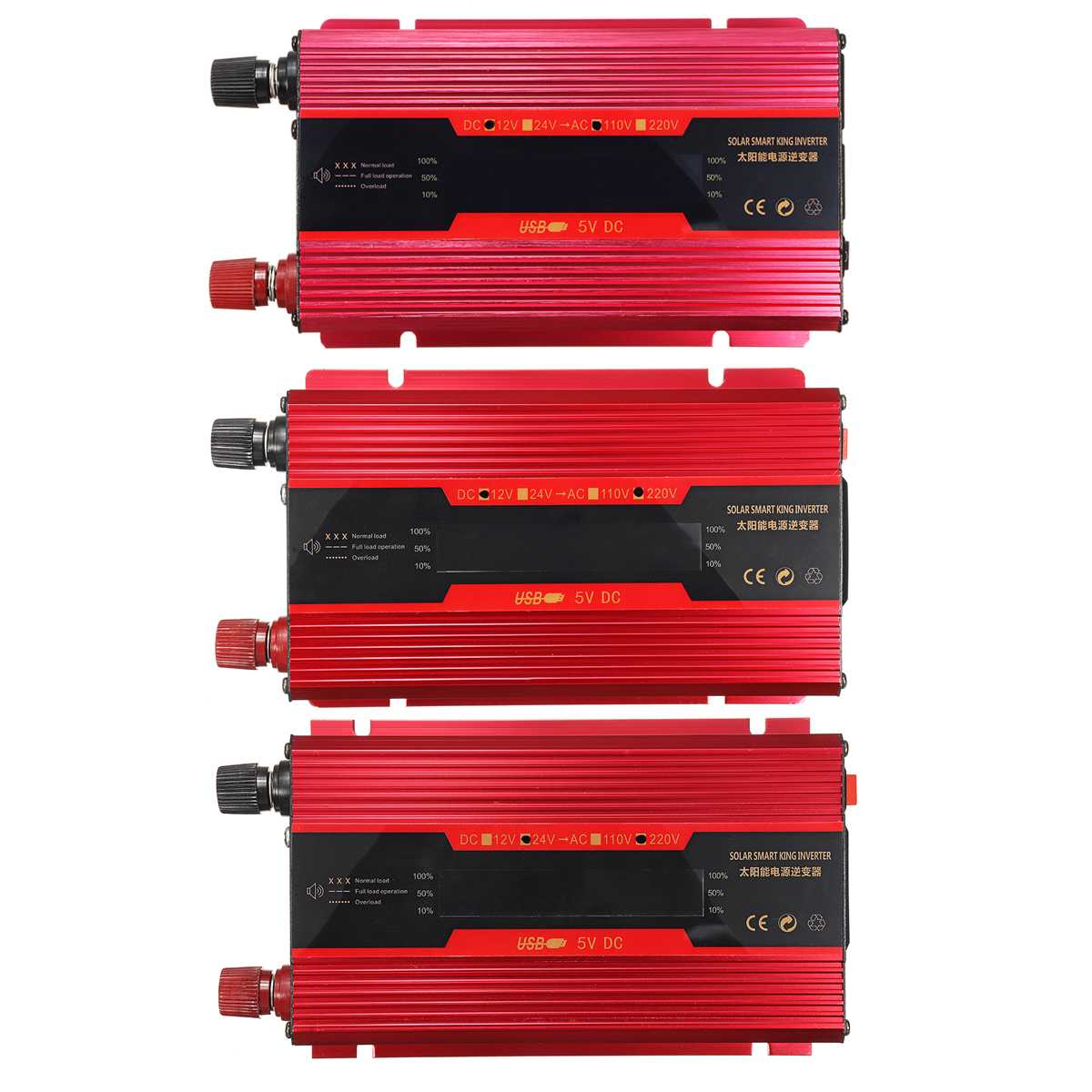Kroak solar power inverter 3000w 12v/24v to 110v/220v lcd display aluminiumslegering til bil lastbil