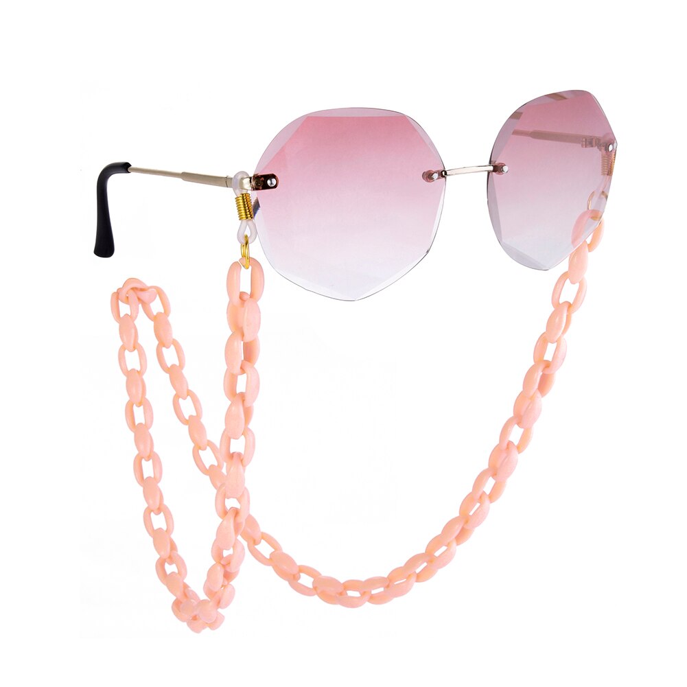 Teamer Mode Acryl Leesbril Ketting Voor Vrouwen Zonnebril Ketting Bandjes Cords Hals-Keten Lanyard Brillen Touw: 8 pink-Gold