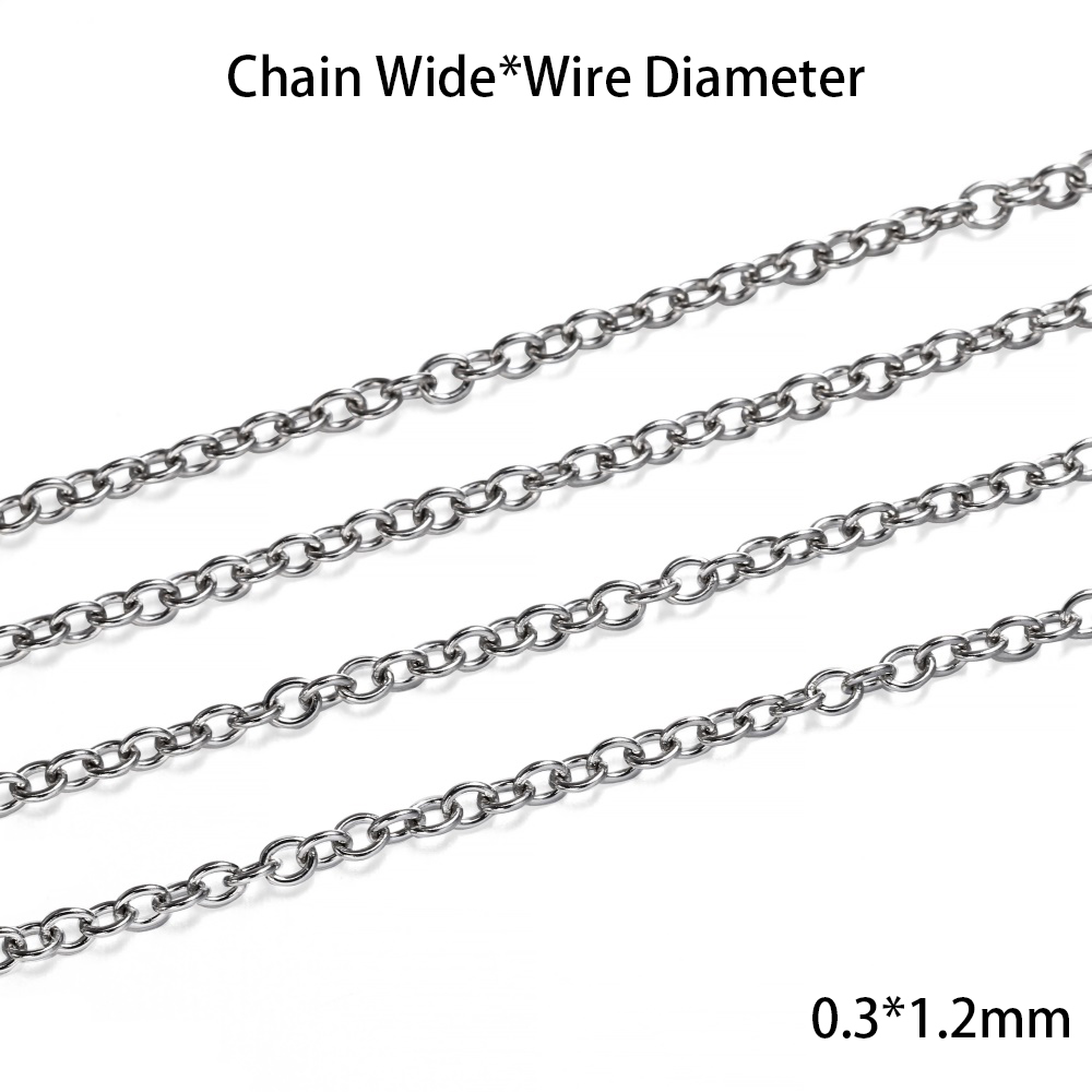 5 m/lote de cadena de acero inoxidable, cadenas de eslabones de varios estilos, nunca se decolora, cadena de collar a granel para hacer joyería DIY, accesorios: Plata