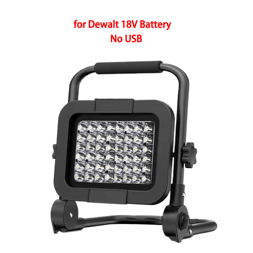 Led-lys, ledningsfri, udendørs spotlight, arbejde, fiskeri, håndholdt nødværktøjslampe, passer til makita/dewalt/milwaukee, 18v batterier, (0/2 usb: 9w