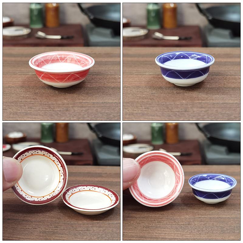 2pcs Mini Bowl Models Mini Ceramic Bowls Mini Scene Adornments Mini DIY Decors