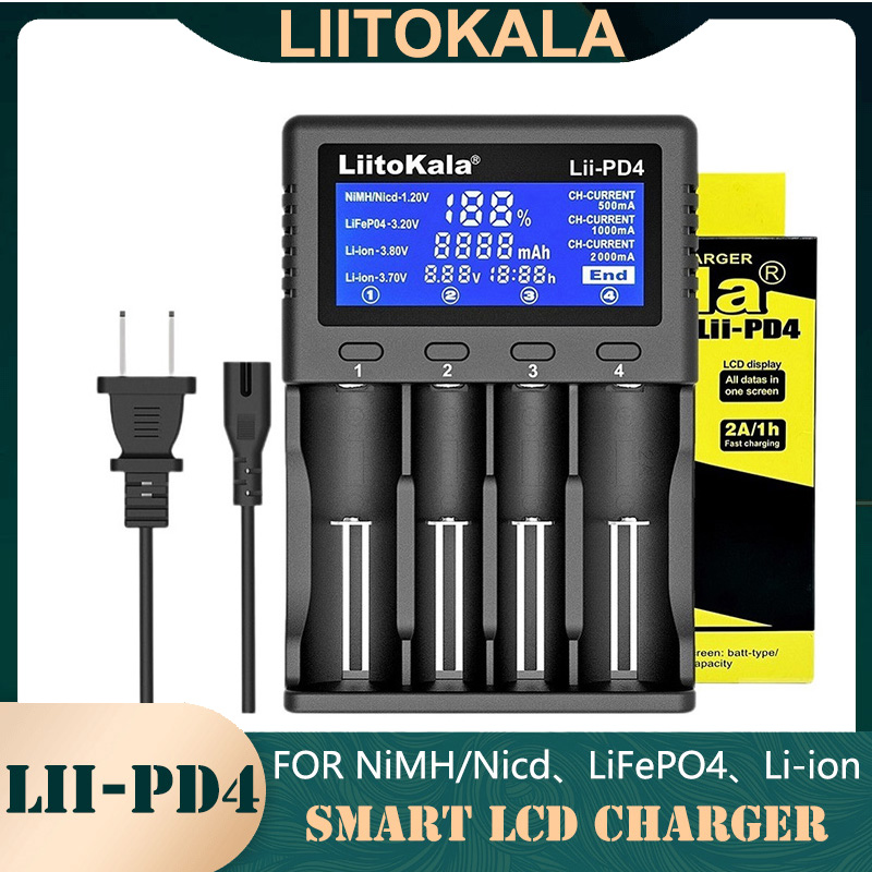 Lii-S12 Lii-PD4 Lii-PD2 inteligentna 18650 ładowarka Liitokala do NiMH LiFePO4 li-ion 3.7V 1.2V 3.2V 26650 14500 26700 18350 AA AAA