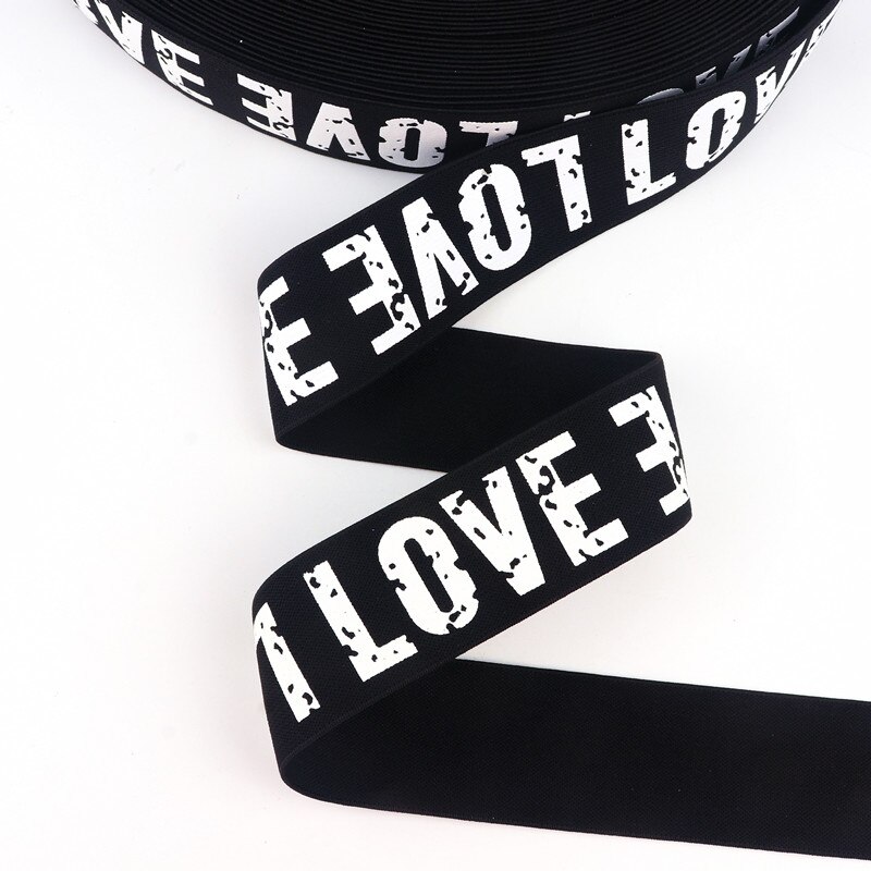 2/2.5/3/4cm Elastic Band LOVE Alphabet Jacquard Rubber Band Waistband Elastic Trousers Webbing DIY Sweing Accessories 1Meter: white / 4cm