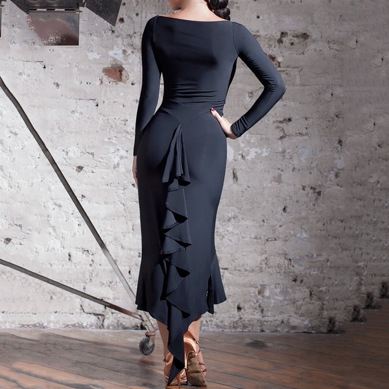 Robes de danse latino-américaines robes salsa latine costume de samba costumes de danse salsa pour femmes vêtements de tango pour salsa noir