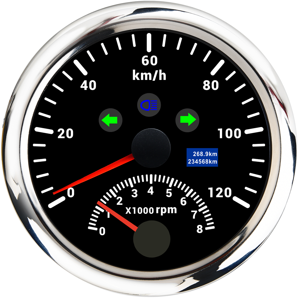 Waterproof Digital GPS Speedometer 85MM Boat Car Speed Meter Gauge 120KMH 200KMH 120MPH 200MPH Tachometer Gauge RPM Sensor 9-32V: BS 0-120kmh