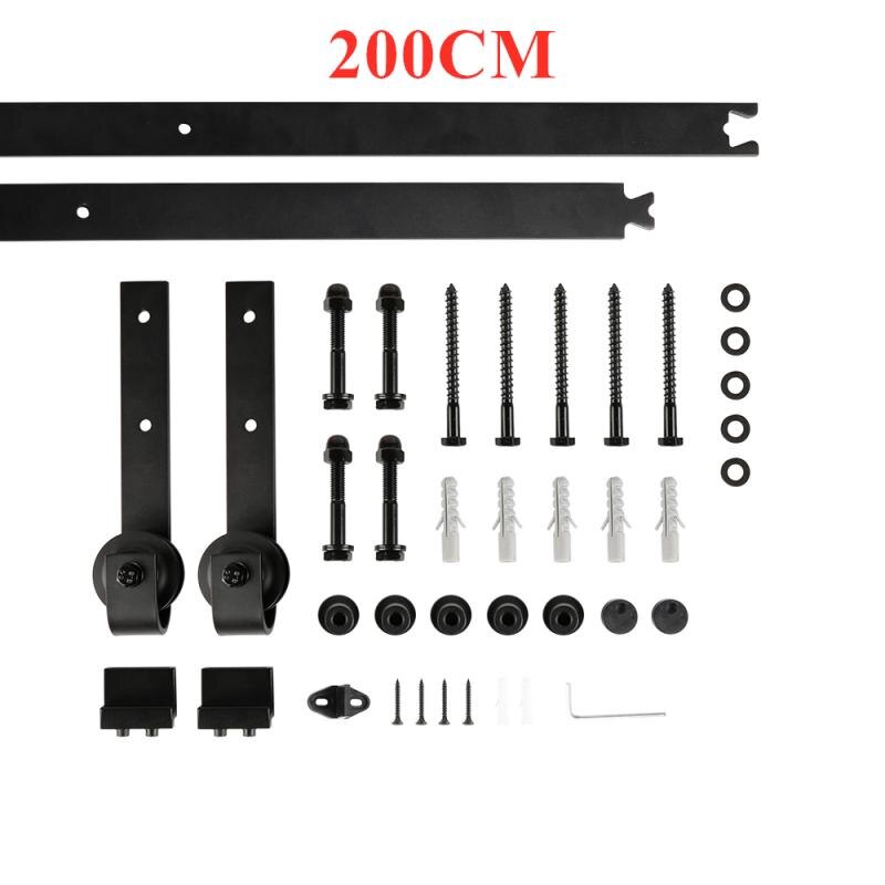 Carril colgante para puerta de granero de 183/200CM, herrajes para puerta corredera rústica, sistema de pista de puerta corredera, desde Francia HWC: 200CM  Black