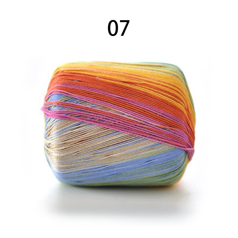 40G/Bal Katoen Metallic Kant Regenboog Garen Kleurrijke Dunne Draad Voor Diy Hand Haken Breien Door 1.5-2.5Mm Haaknaalden: 07