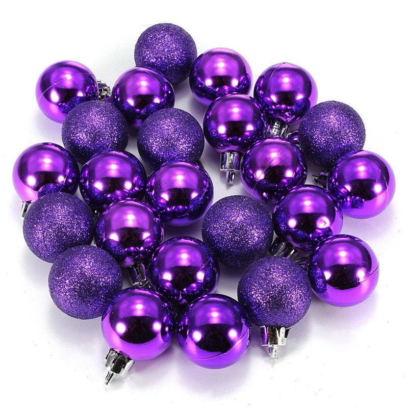 48 st chic julgranskulor träd vanligt glitter julprydnad bolldekoration , 24 st lila & 24 st vit
