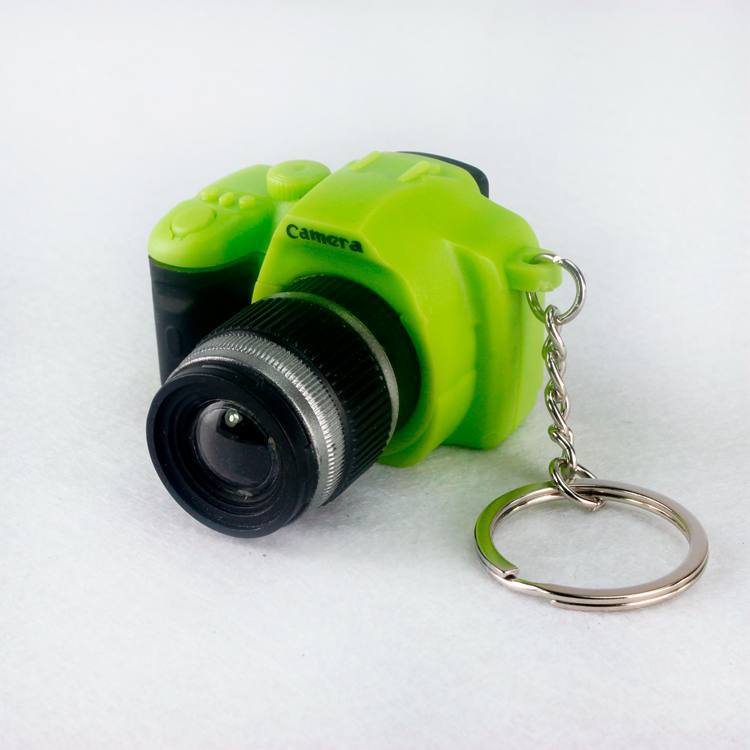 Kamera bil nøgleringe børn digital slr kamera legetøj førte lysende lyd glødende vedhæng nøglering taske tilbehør plast legetøj: Grøn