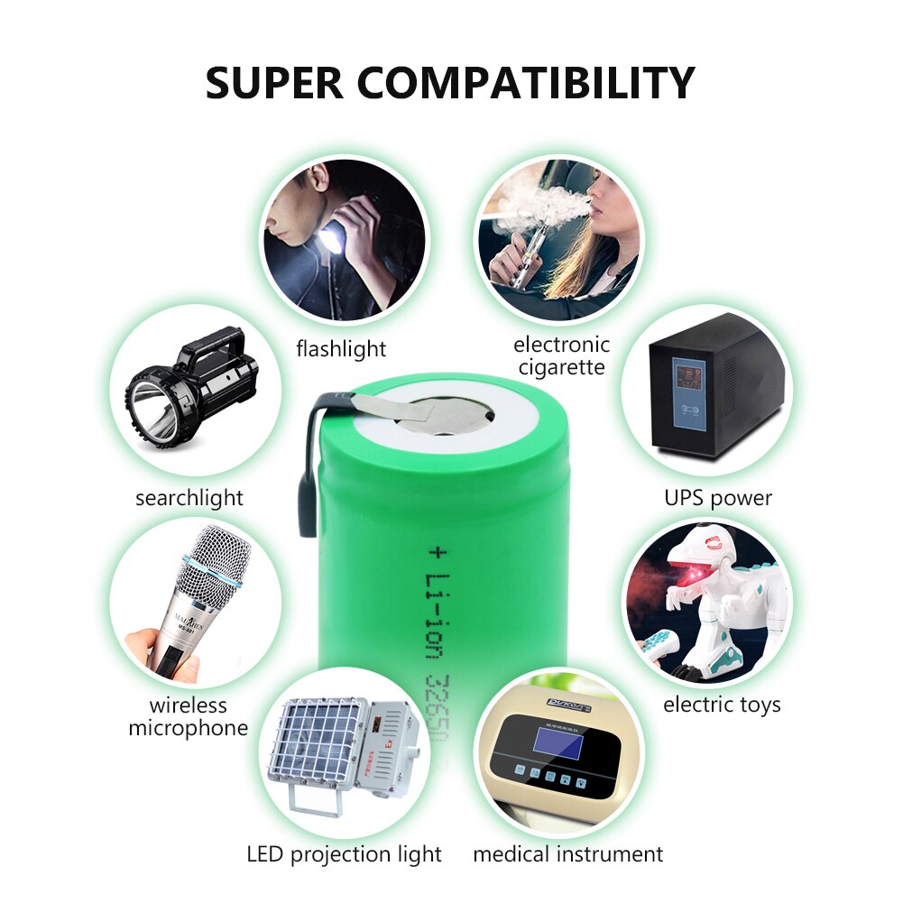 1-10 Pieces 8200mah 3.7V 32650 Battery Lithium Li ion 32650 Rechargeable Battery With DIY Tabs for Flashlight