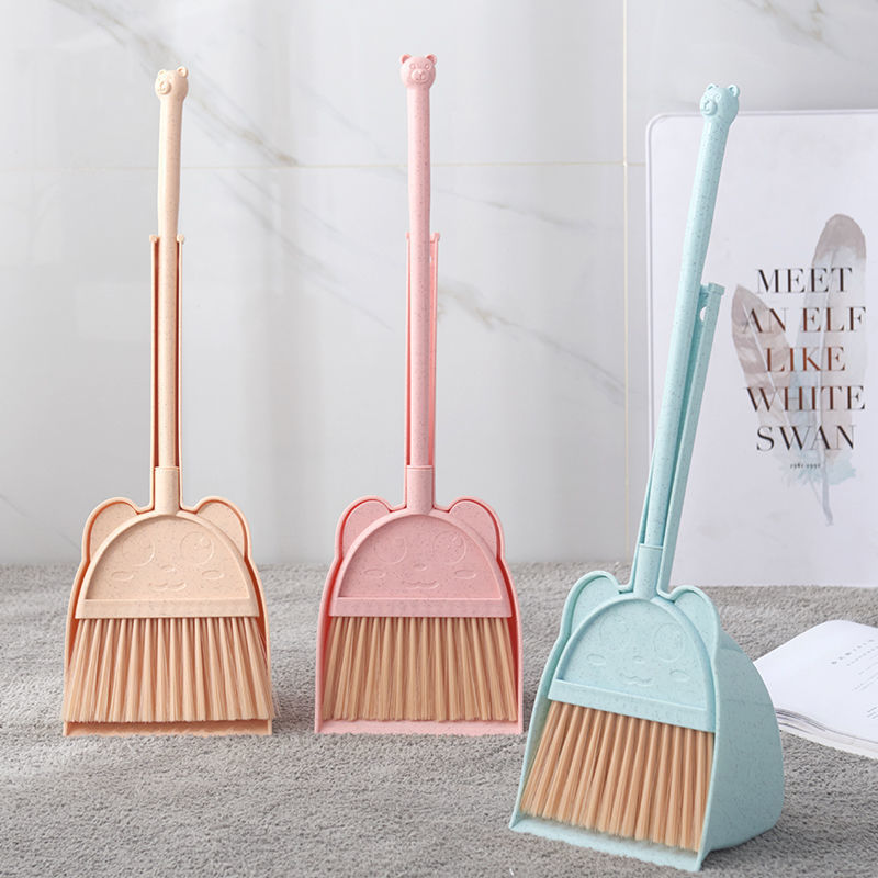 Juego de escoba de suelo rosa para niños, Recogedor de azulejos de soporte para interiores, artículos para el hogar, mango largo de plástico, bonito Recogedor ZZ50SB