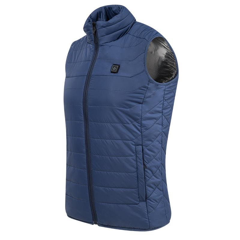 Outdoor Usb Infrarood Verwarming Vest Jas Winter Koolstofvezel Elektrische Verwarming Usb Mouwloos Vest Winter Verwarmd Outdoor Jas: Blauw / XXXL