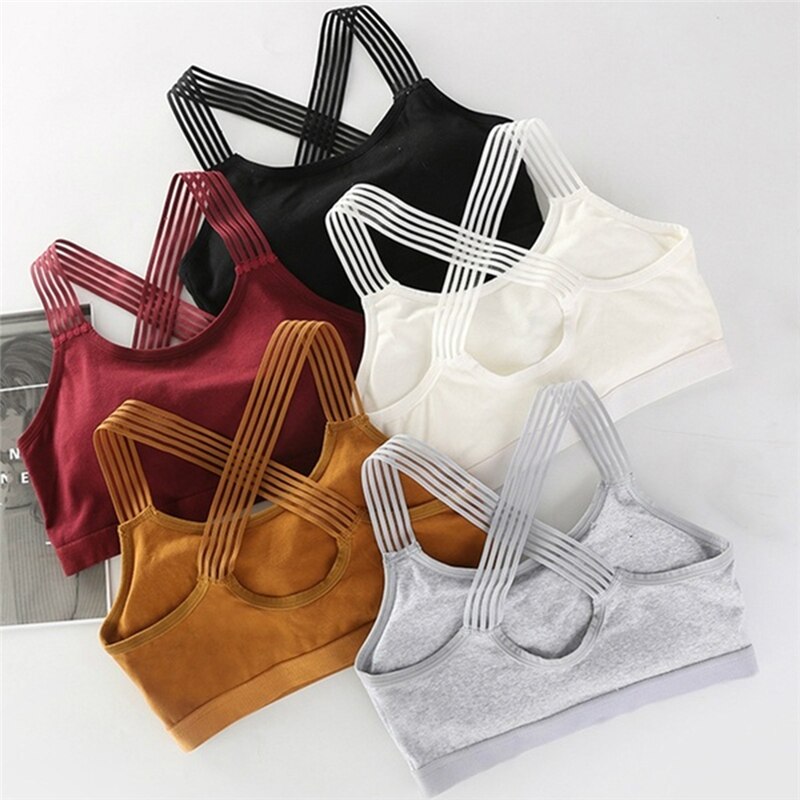 Women's Crop Top Sexy Bra Comfortable Without Steel Ring Bra Sports Tube Top 5 Color Special Shoulder Strap top sin tirantes