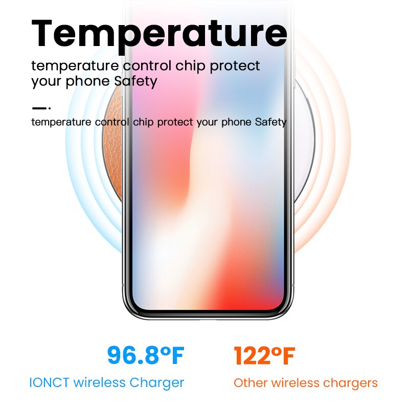 iONCT 10W Fast Wireless Charger for iPhone 11 pro X XR XS qi wirless Charging for Samsung phone USB charger wireless leather pad