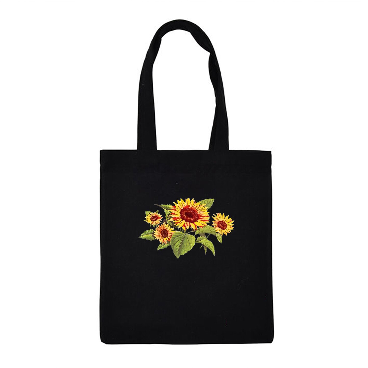 Dames boodschappentas dames canvas schoudertas eco tas herbruikbare tas shopper tassen studenten boekentas bloem plant melodie: B21-14 zwarte