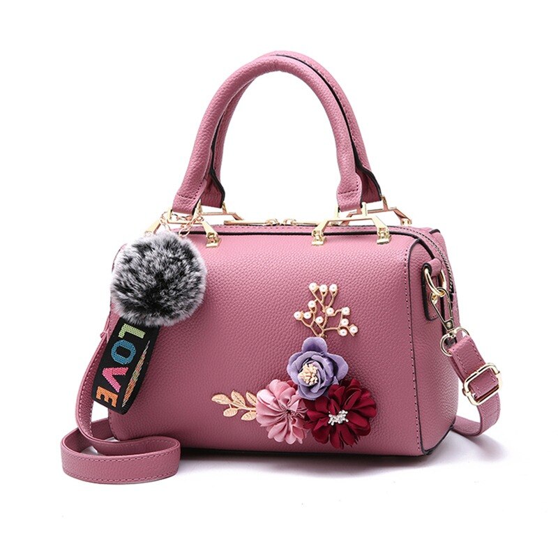 LKEEP Mini Boston Shoulder Bag Women Leather Long Handbags Female Crossbody Messenger Bag Bolsa Sac Ladies Small Tote: pink 3