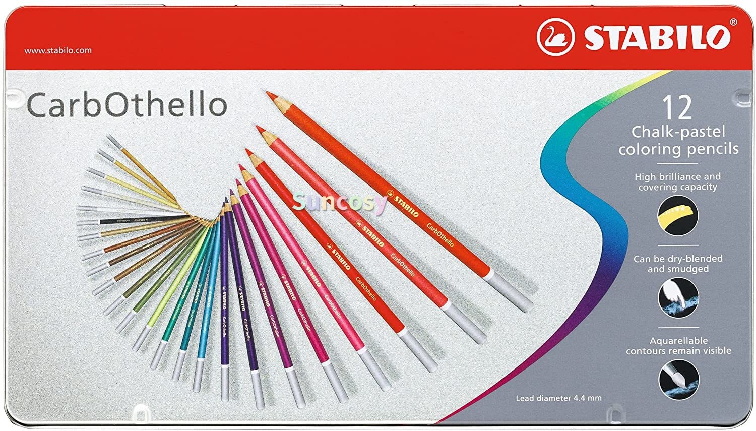 STABILO CarbOthello – boîte en métal de 12 couleurs, crayons de couleur Pastel à la craie: Default Title