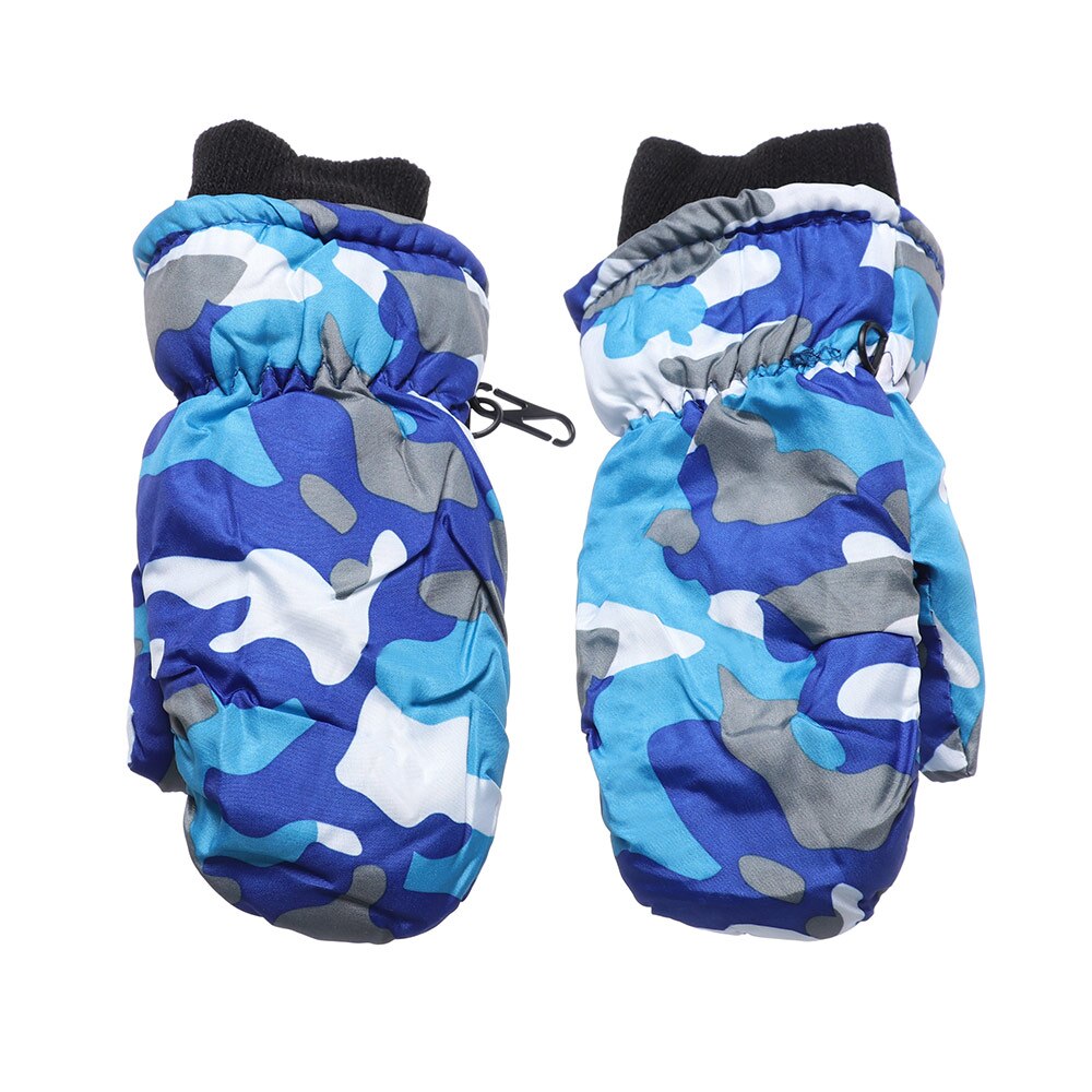 0-5 ans enfants gants de Ski mignon dessin animé bonhomme de neige hiver épais velours tricoté mitaines coupe-vent anti-dérapant Sports de plein air gants: Style2-Blue