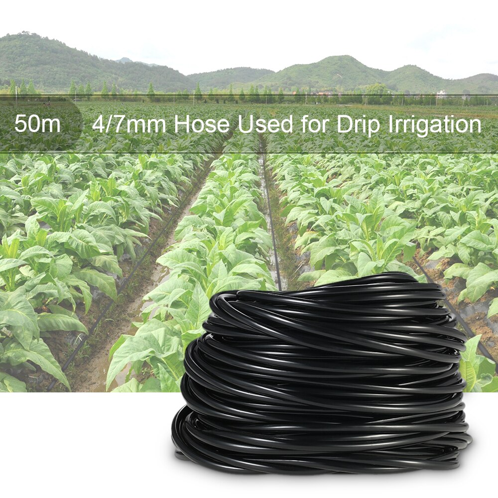 50m Watering Tubing Hose Pipe 4/7mm Drip Irrigation System for Home Garden Yard Lawn Landscape Patio Plants Flowers Water Supply