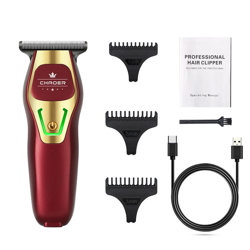 Professionele heren tondeuse Body Groomer met scheerapparaat, elektrische mini-tondeuse voor kale hoofden en universeel kinderkapsel: Rood