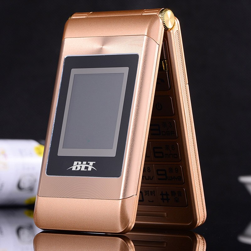 BLT Dual 2.8" Touch Screen Long Standby Big Russian Key Loud Sound Senior Flip Cell Mobile Phone For Old People P022: English key / gold