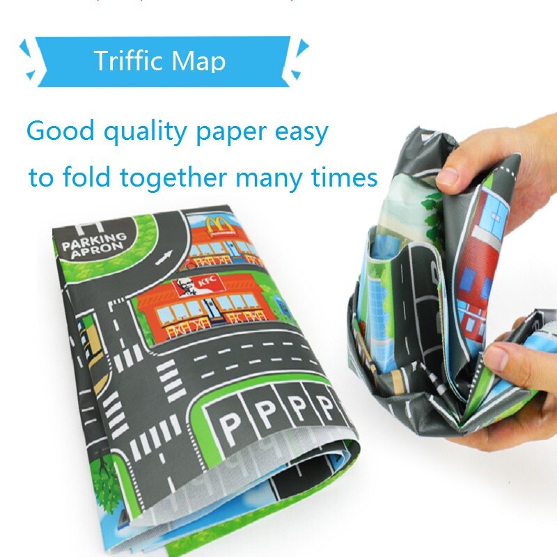 Traffic Highway Map Play Mat City Scene Building Construction Polyster Paper Educational Learning Place Name Outdoor Sea Cushion