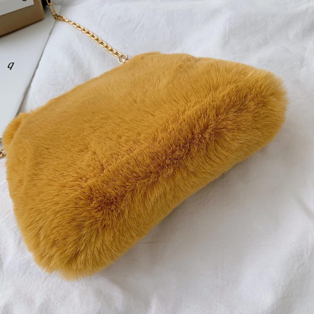 Leuke Pluche Kleine Vierkante Tas Vrouwen Handtas Casual Purse Chain Mobiele Telefoon Schouder Messenger tassen
