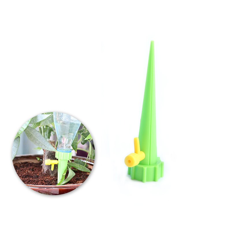 Plante selvvandende pigge selvvanding vanding dryp med kontrolventil switch planter planter blomster haveværktøj: 1 stk grøn