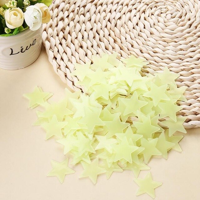 100 Stuks Lichtgevende Muurstickers Glow In The Dark Sterren Sticker Decals Voor Kids Baby Kamers Kleurrijke Stickers Home Decor: yellow / 3cm 100pcs
