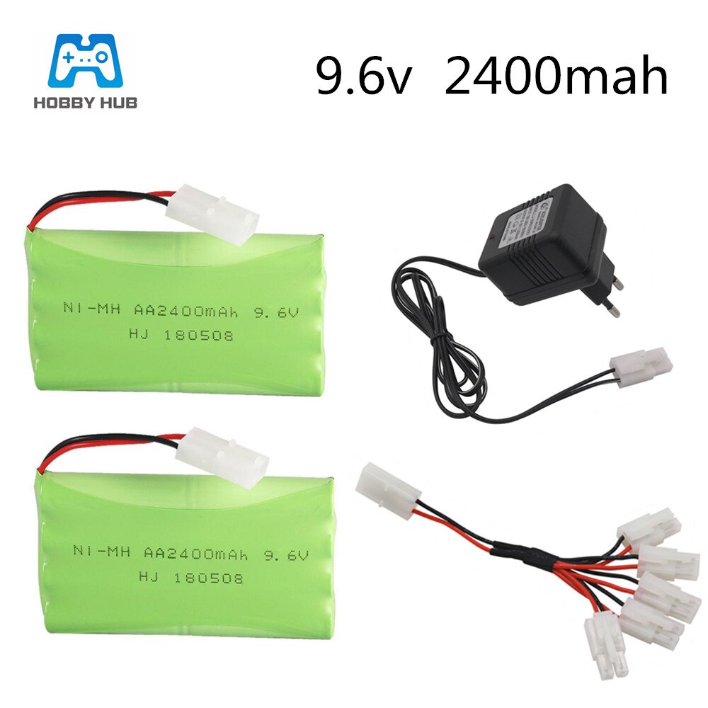 2/3/4 stuks 9.6v 2400 mah oplaadbare batterijen 9.6 v nimh aa-batterijen voor rc-speelgoed, elektrisch speelgoed, auto's, boten, wapens, verlichtingsfaciliteiten: 2 stuks met eu-stekker