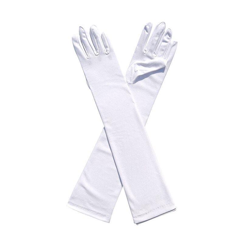 Klassische Erwachsene Schwarz Weiß verrotten Grün Oper/Ellenbogen/Handgelenk strecken Satin- Finger Lange Handschuhe Frauen Klappe Handschuhe Passenden kostüm: Weiß