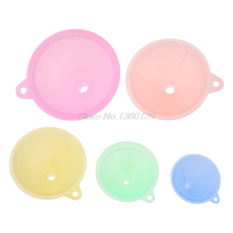 5Pcs Colorful Plastic Funnel Small Medium Large Variety Liquid Oil Kitchen Set