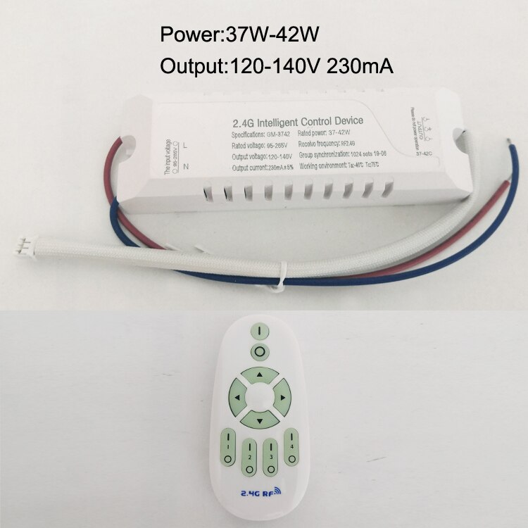 Justering af farvetemperatur og dæmpbar led transformer 2.4g fjernbetjening led driver isoleret og sikker intelligent strømforsyning: 37-42w