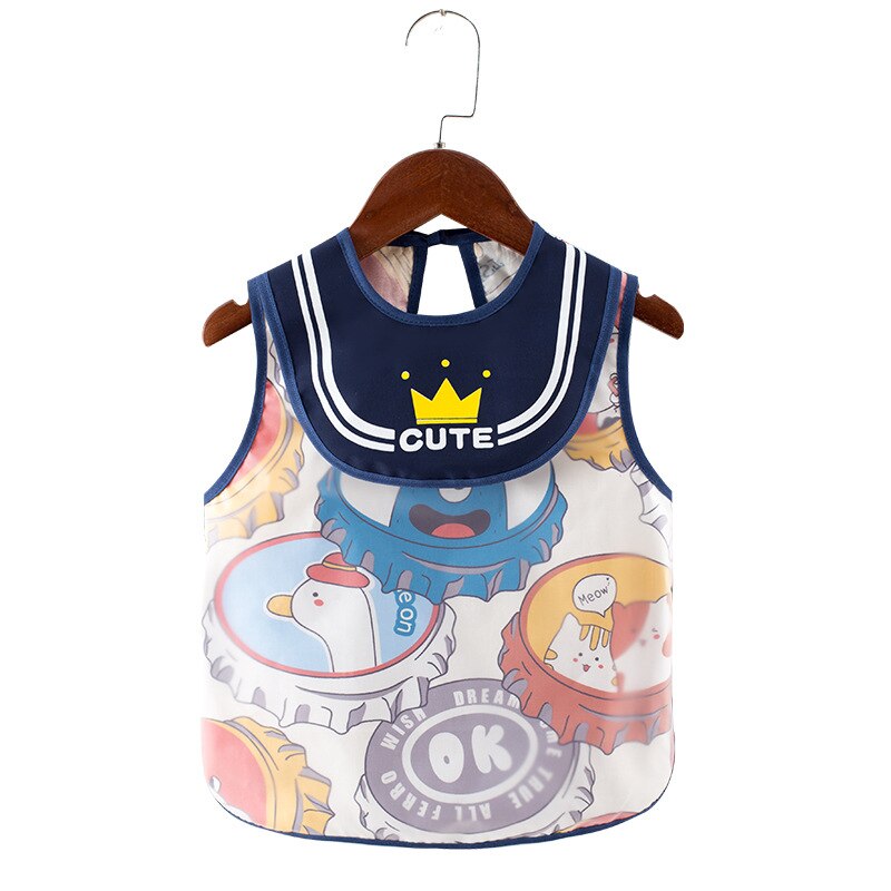 1-3Y Baby Kids Waterdichte Slabbetjes Mouwloze Art Kiel Voeden Bib Schort Baby Jongens Meisjes Burp Doek Bandana Slabbetjes Baby Accessoires: white bottle cap
