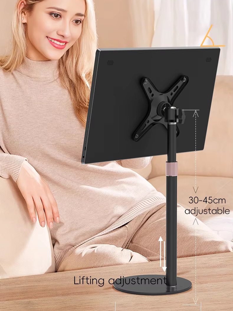 Kimdoole Draagbare Monitorstandaard In Hoogte Verstelbare Vesa Monitor Tabletstandaard Vrijstaande Low Profile Desk Mount Monitor Ondersteuning