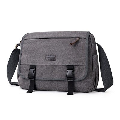 Heren grote messenger schoudertas vintage canvas aktetas crossbody dagtas satchel aktetas voor school/zakelijk/vrouwen/mannen: Grijs