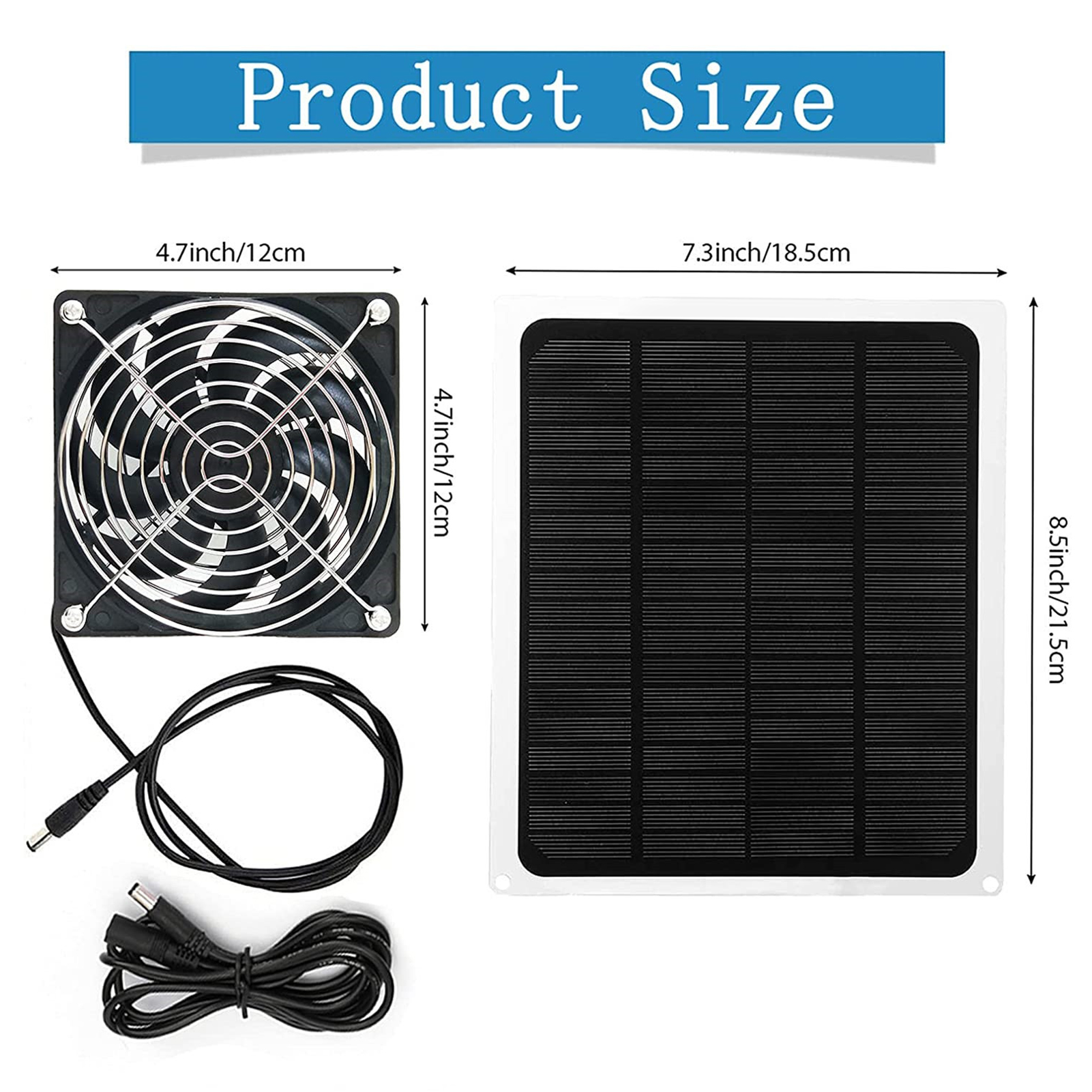 20W 12V Monokristallijn Silicium Zonnepaneel Zonne-energie Panel Ventilator Zonne-Ventilator Wandelen Klimmen Camping Picknick