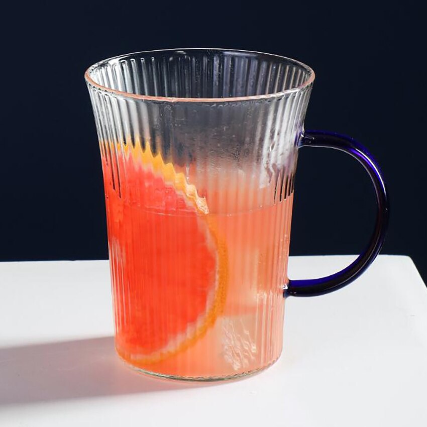 1Pc Vertical café verre tasse résistant à la chaleur café lait tasse multi-usages Transparent bière jus tasses thé verre tasse Drinkware: Bleu